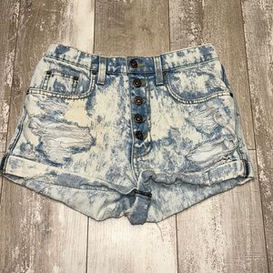 Carmar Distressed High Rise Jean Shorts, Size 26 button fly